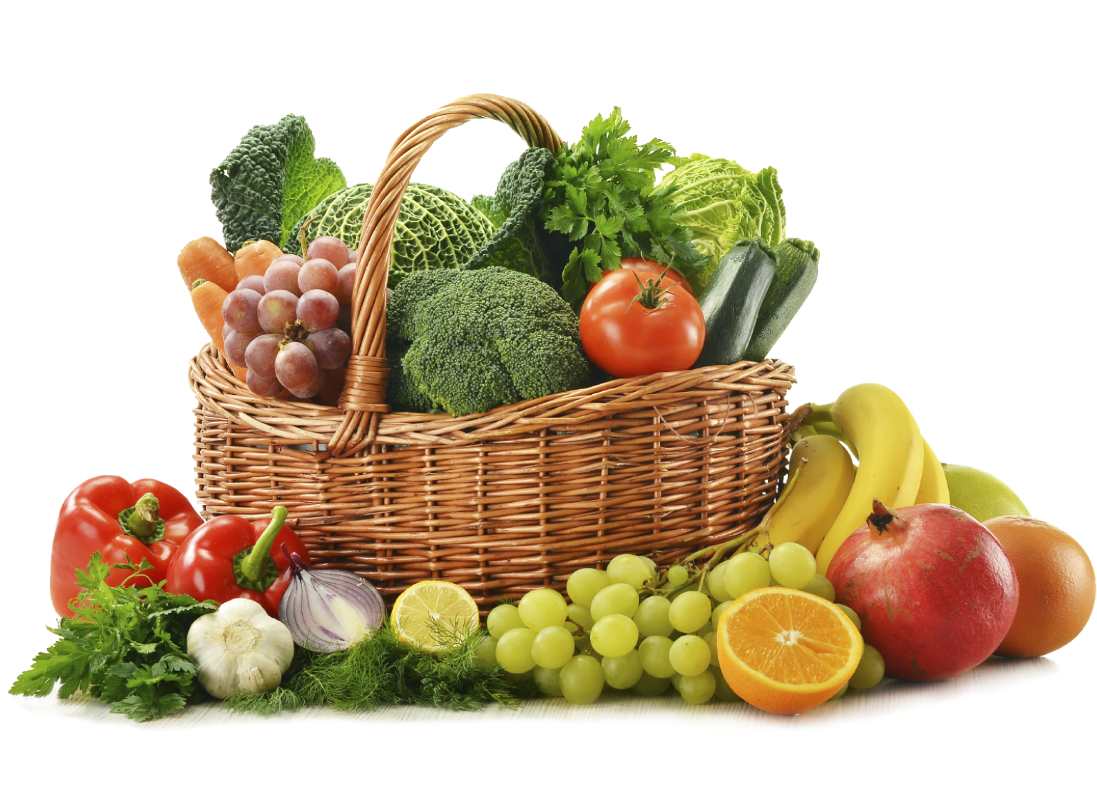 Fruits and vegetables in a basket
